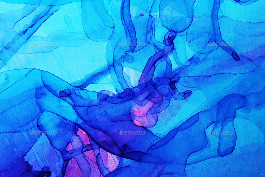 Blue Ink Painting Art Abstract backgrounds by djjeep GraphicRiver